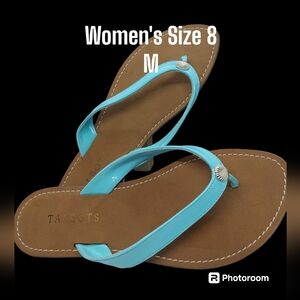 Talbots Mari Turquoise Patent Thong Sandals Women's Size 8